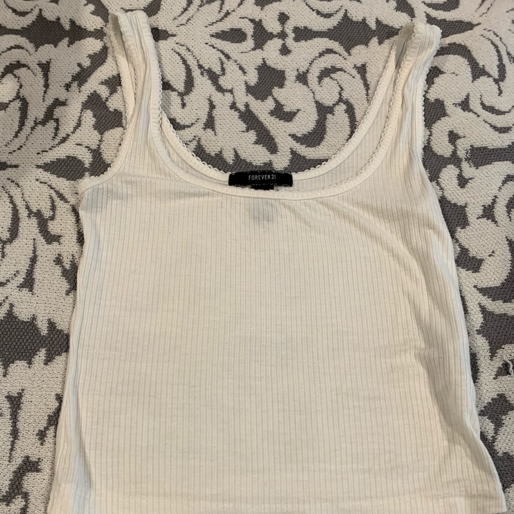 Forever21 White Ribbed Crop Top